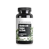 Biotin + Selen + Zink für Haut, Haare & Nägel - 365 vegane Tabletten...