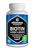 Biotin hochdosiert 10.000 mcg + Selen + Zink für Haarwuchs, Haut &...