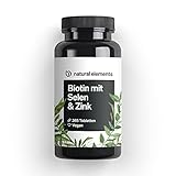 Biotin + Selen + Zink für Haut, Haare & Nägel - 365 vegane Tabletten...