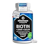 Biotin hochdosiert 10.000 mcg + Selen + Zink für Haarwuchs, Haut &...