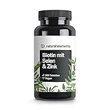 Biotin + Selen + Zink für Haut, Haare & Nägel - 365 vegane Tabletten...