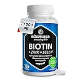 Biotin hochdosiert 10.000 mcg + Selen + Zink für Haarwuchs, Haut &...