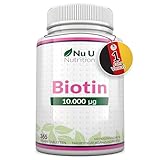 Biotin hochdosiert 10.000 mcg - 365 Vegane Tabletten - Für Haarwuchs,...